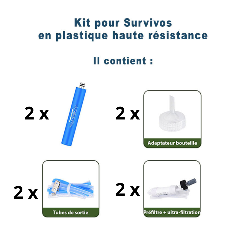 Kits d'entretien SURVIVOS en plastique alimentaire haute résistance