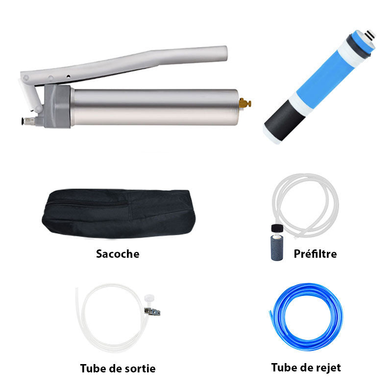 Osmoseur de Poche Survivaliste Survivos – Plastique Haute résistance ou INOX