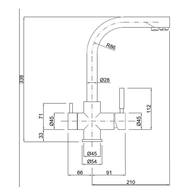 ROBINET 3 VOIES POUR OSMOSEUR LAITON ET INOX