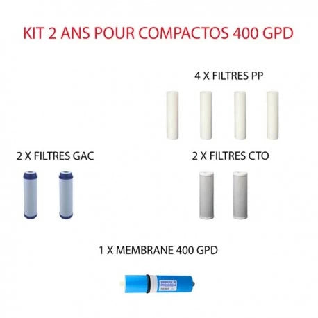 Kit de filtres pour 2 ans osmoseur Alphacompactos 400 GPD